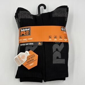 Timberland 6-Pair Men's Everyday Boot Socks Black Size 9-12